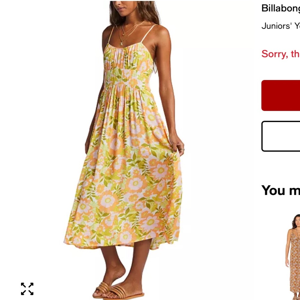BILLABONG Your Babe Floral Tropical midi Dress sz med